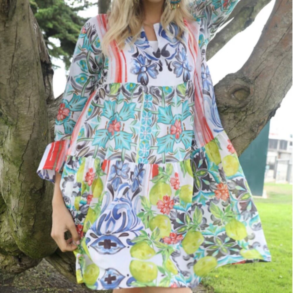 Blue Lemon Ruffle Dress